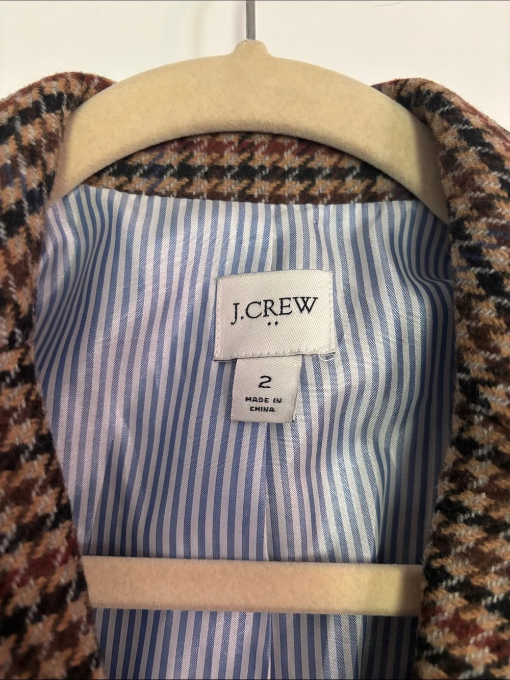 J. Crew Brown and Black Houndstooth Wool-Blend Blazer